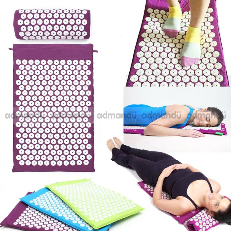 Acupressure Mat And Pillow Set For Back/Neck Pain-Multicolor