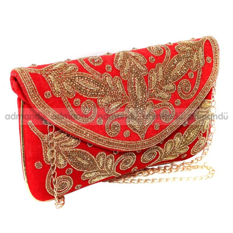 Red Golden Shoulder Bag For Women