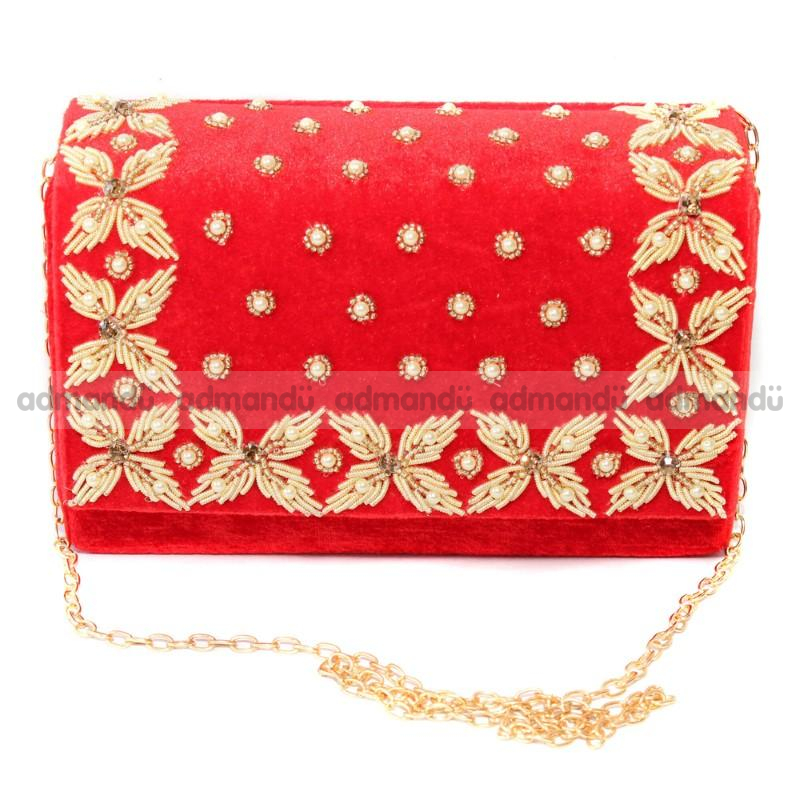 Red Golden Shoulder Bag For Women