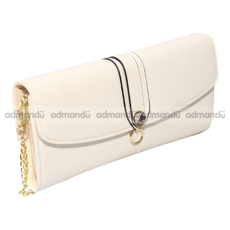 White Leather Based Party Shoulder Bag For Women