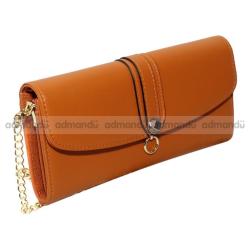 Light Brown Leather Based Designed Party Shoulder Bag For Women